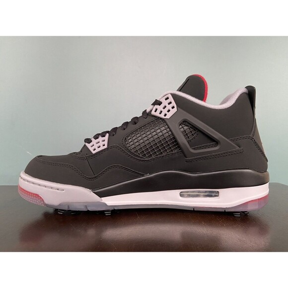 Nike Air Jordan 4 Retro Golf "Bred" Black/Red Men’s Size 10 CU9981-002 - Picture 3 of 11